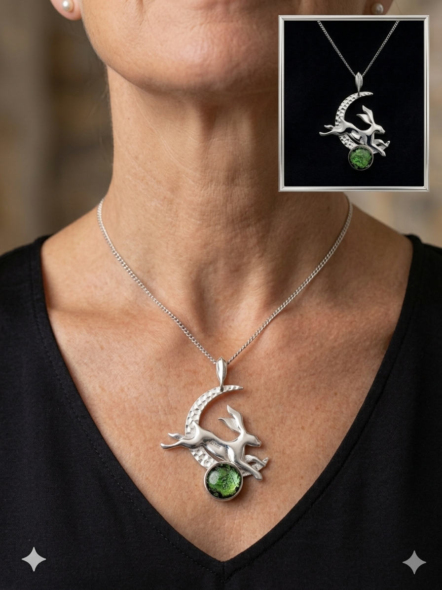 A Selection of mystical Hare in the Moon Pendants