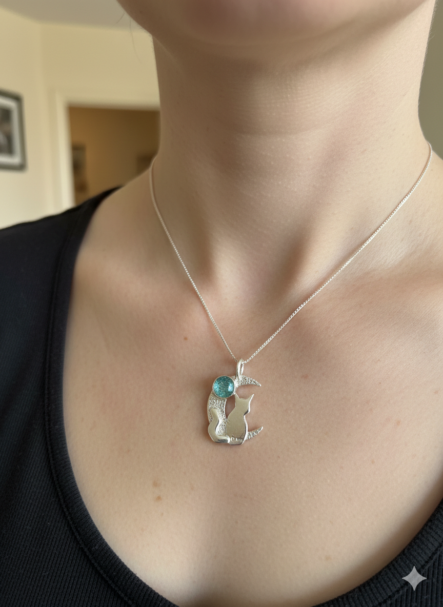 Selection of Celestial Cat in the Moon Pendants