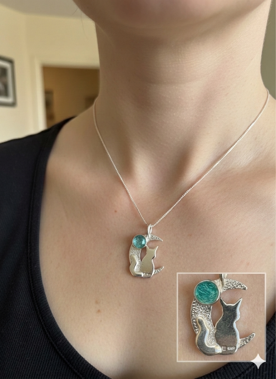 A Selection of Celestial Cat in the Moon Pendants