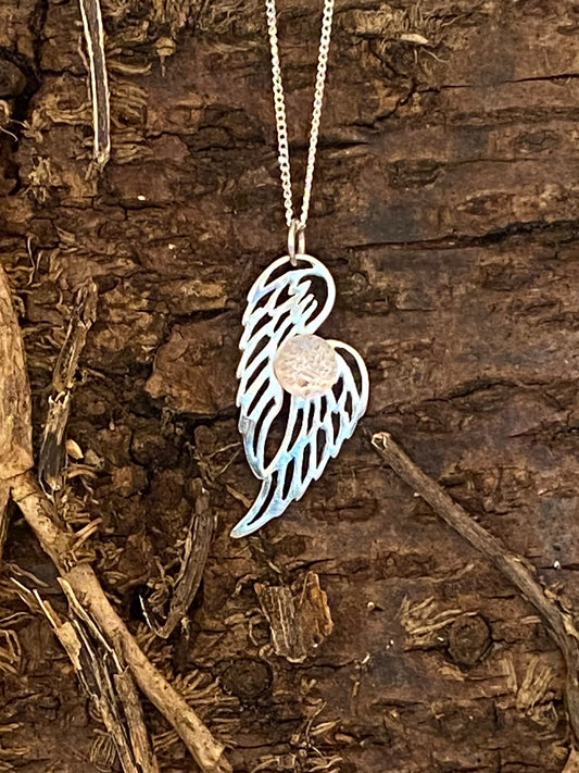 Crackle Offset Angel Wing Pendants