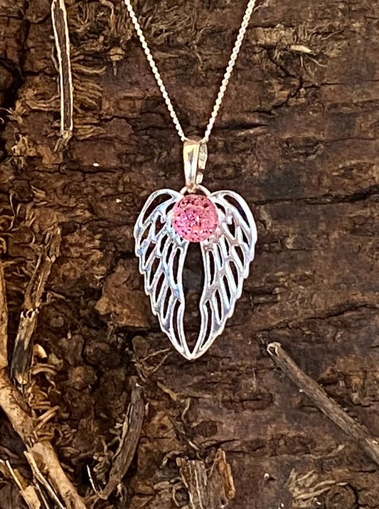 Crackle Angel Wing Pendants