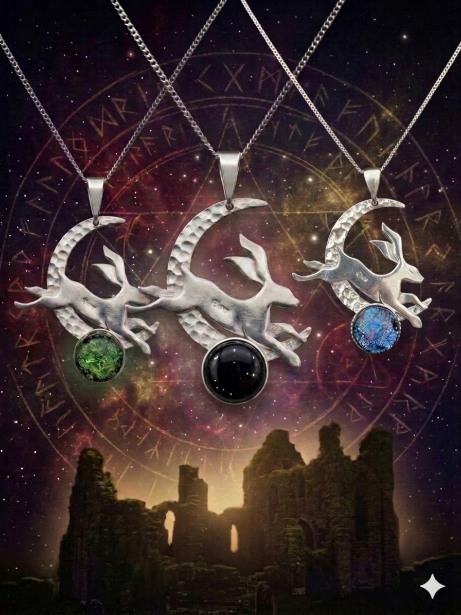A Selection of mystical Hare in the Moon Pendants