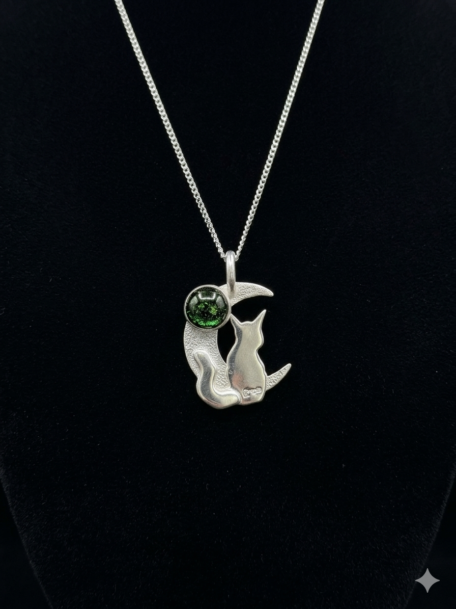 A Selection of Celestial Cat in the Moon Pendants