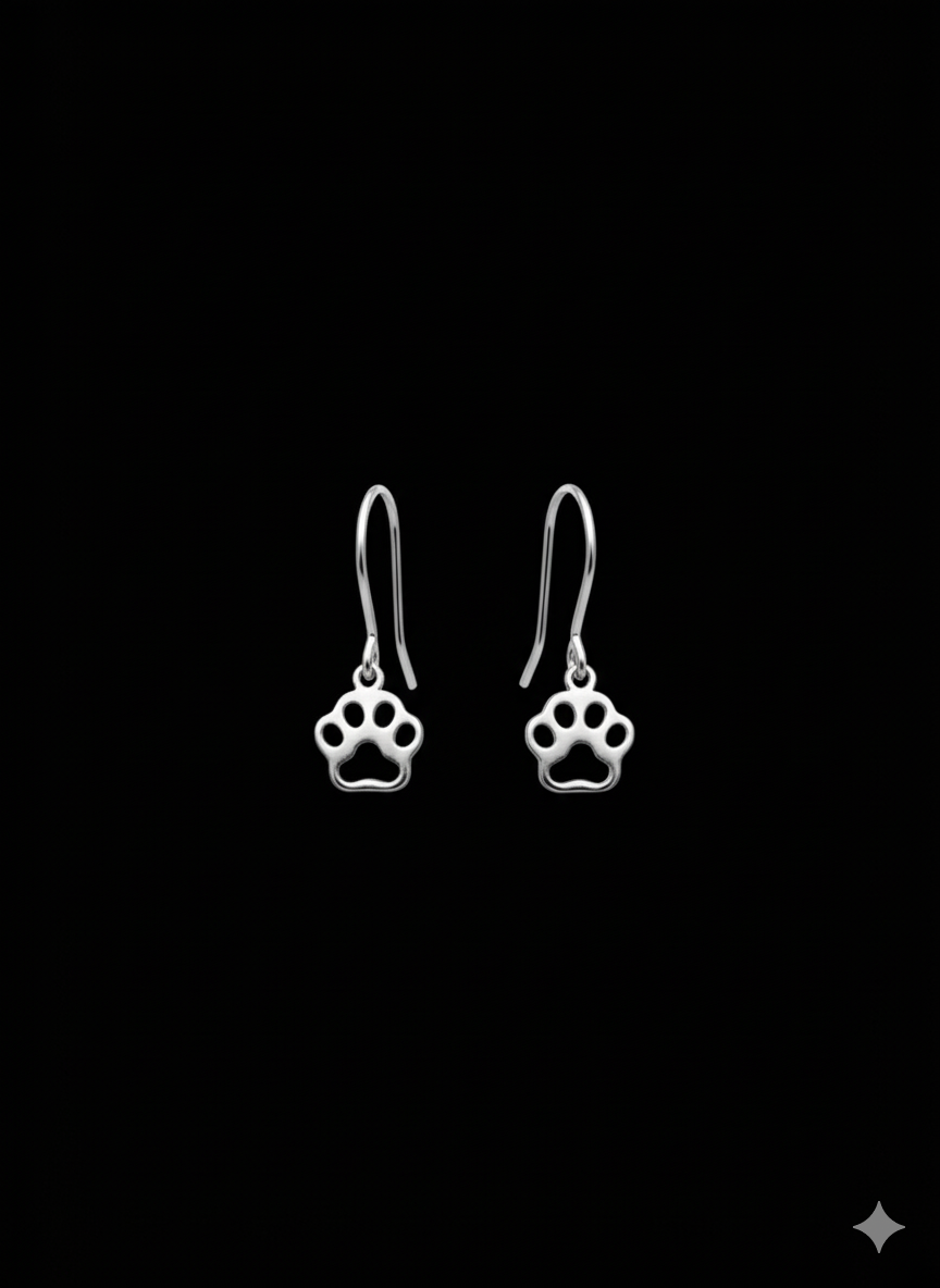Paw print drop earrings