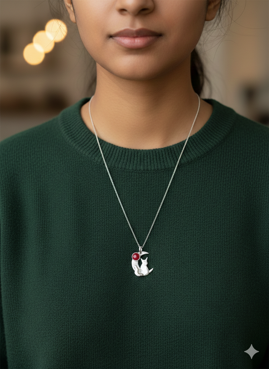 Selection of Celestial Cat in the Moon Pendants