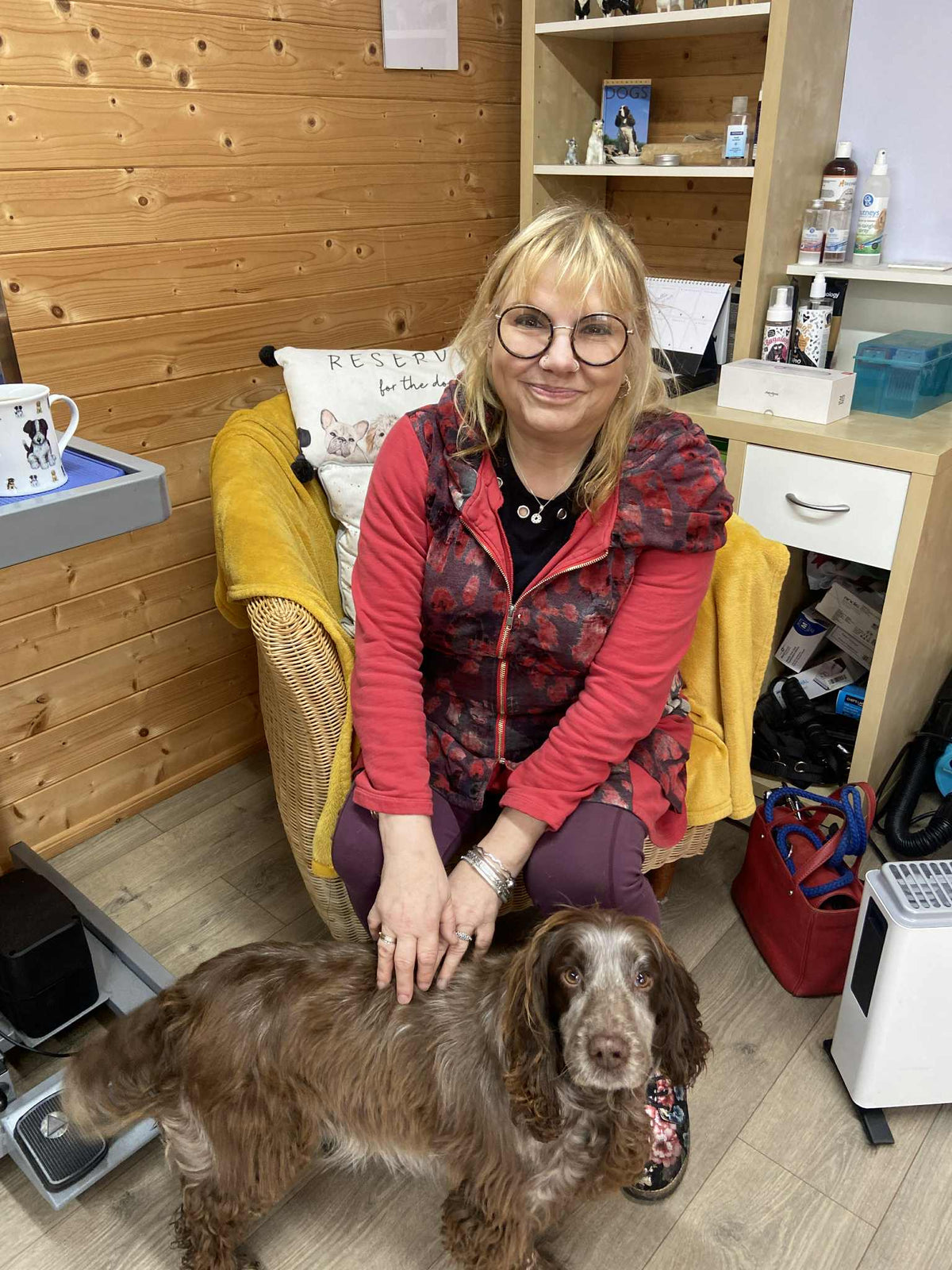 Tabitha Tansey with her dog Dotty outside her jewellery studio in Shropshire